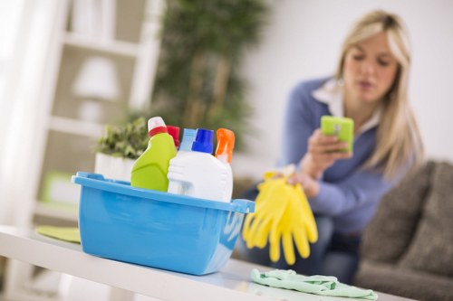 Bright living room floor after carpet cleaning